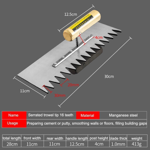 Tile Trowel Square Tip Stainless Steel 10mm 1