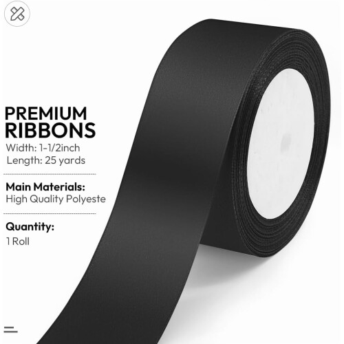 Polyester Satin Ribbon Single-Faced 25mm x 10m 1