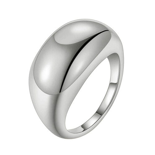 Women's Gold-Plated Geometric Dome Ring Adjustable Size