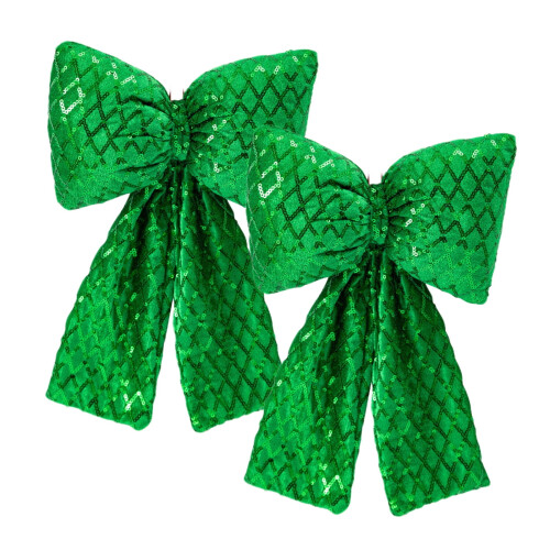 Christmas Sequin Bow Pendant 2 Pack Silver Gold Red Green 1