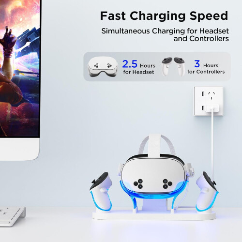 Meta Quest 3/3S 2-in-1 Charging Dock with 2 Batteries 2