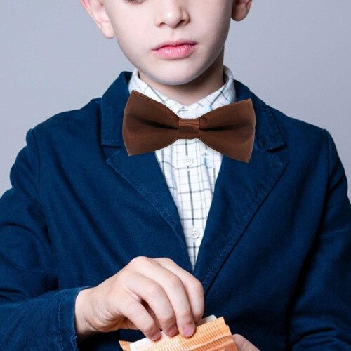 Light Brown Pre-Tied Bow Tie for Boys Polyester 1 Piece 2