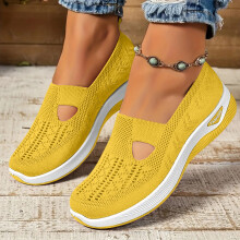 Women's Loafers Slip-On Flat Shoes Yellow Size 36
