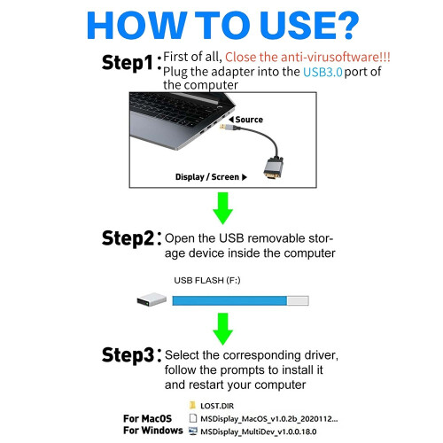 USB 3.0 to DVI cable 2 meters 1