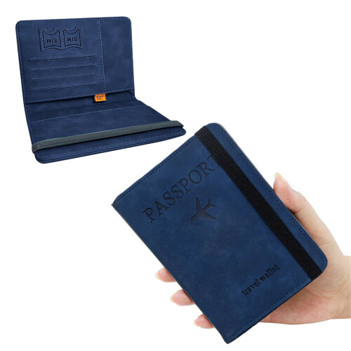 Passport Holder with RFID Blocking Dark Blue Business Card 1