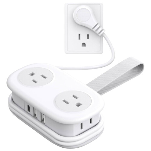 USB Travel Power Strip 4 AC 3 USB Fast Charging