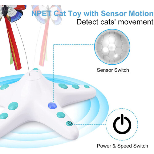 Interactive Cat Toy Blue 360 Rotating Electronic Butterfly 2