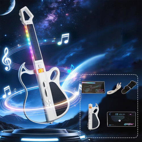 White Electronic Guitar for Beginners, Foldable with Smart 2