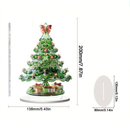 Christmas Tree Figurine Glass Ornament 2D Mini Clear 2