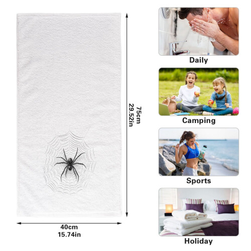 Spider on Web Hand Towel Cotton Decorative 15.5 x 29.5 Inch 1
