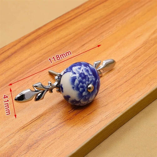 Ceramic Knobs Blue White 41mm 2 Pack 1
