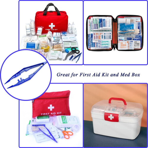 Blue First Aid Tweezers Plastic 30 Pcs 1