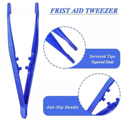 Blue First Aid Tweezers Plastic 30 Pcs 2