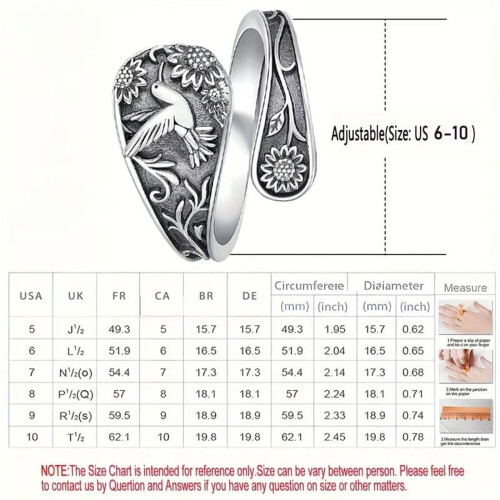 Vintage Hummingbird Spoon Ring Adjustable Open Band 2-Pack 1