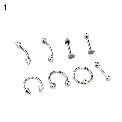 Body Piercing Barbell Jewelry Set 8 Pieces 2