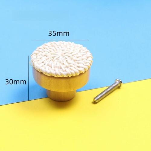 Wooden Cabinet Handle Round Log Style 45mm White 4 pcs 2