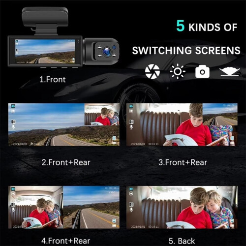 Dash Camera Front and Rear 64GB 1080P HD with Wi-Fi 1