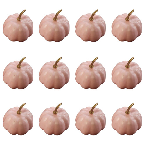 Artificial Pumpkins Foam Fall Decor Pink 12 Pcs 1