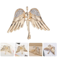 Guardian Angel Pin Rhinestone Zinc Alloy Golden
