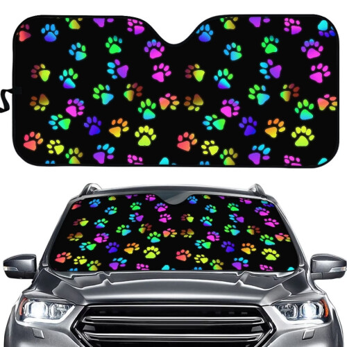 Dog Paw Print Foldable Windshield Sun Shade UV Blocking