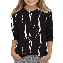 Kids Crewneck Spandex T-Shirt 3/4 Sleeve Gradient Graphic