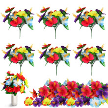Artificial Hibiscus Bouquet Tropical Decor 6 pcs