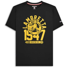(XL, Black/Gold) Lambretta Mens 1947 Short Sleeve Crew Neck Cotton T-Shirt Top Tee
