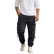 Men's Cargo Pants Solid Color Work Trousers 1 Pair
