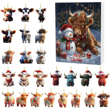 Christmas Advent Calendar with Cow Pendant Decoration