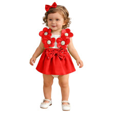Baby Girl Sleeveless Floral Bodysuit Romper Set with