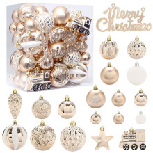 Shatterproof Christmas Ornaments Set Silver 65 pcs