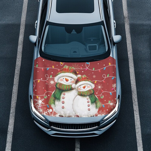 Snowman Car Hood Cover Polyester Elastic Universal