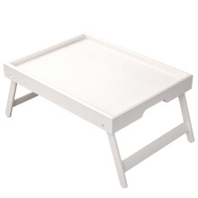 Bamboo Bed Tray Table with Folding Legs White