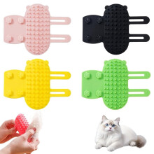 Cat Groomer Corner Scratcher Silicone Brush Yellow 1PC