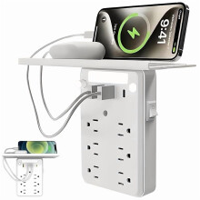 Wall Outlet Extender with Shelf Night Light 3 USB 1 USB-C