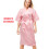 FRCOLOR Pink Polyester Robe V-Neck 112x42 in 5