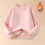 Kids Cotton Pullover Sweatshirt with Elbow Patches Pink 3-4 2