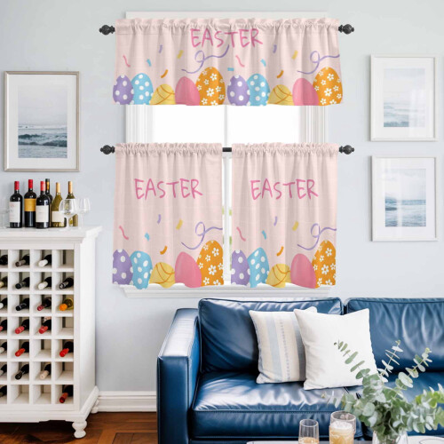 Easter Egg Kitchen Curtains and Valances Purple Blue Yellow 1