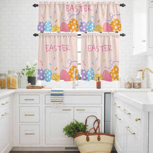 Easter Egg Kitchen Curtains and Valances Purple Blue Yellow 2