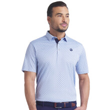 (L, Haute Tropic/Deep Navy) Puma Golf Mens Pure 2.0 Circle Cat 4 Way Stretch Wicking Golf Polo Shirt