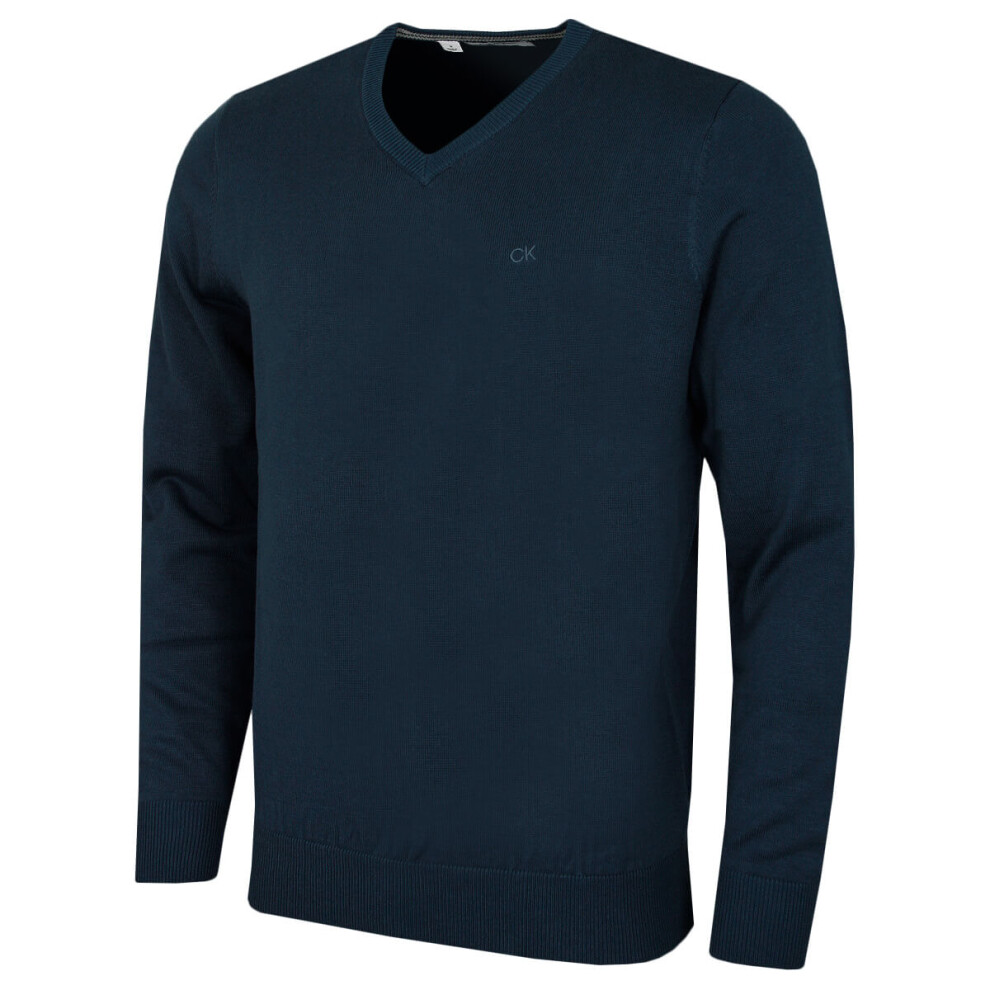 Calvin Klein (Xxxl, Petrol) Mens 2026 V-Neck Soft Cotton Easy Care Golf Sweater