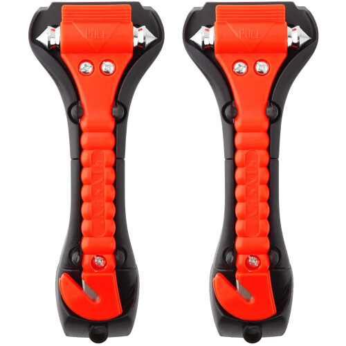 Car Safety Hammer and Seat Belt Cutter 2-Pack