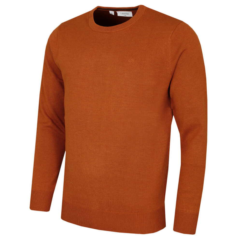 Calvin Klein (Xl, Ginger) Mens 2026 Crew Neck Cotton Breathable Golf Sweater