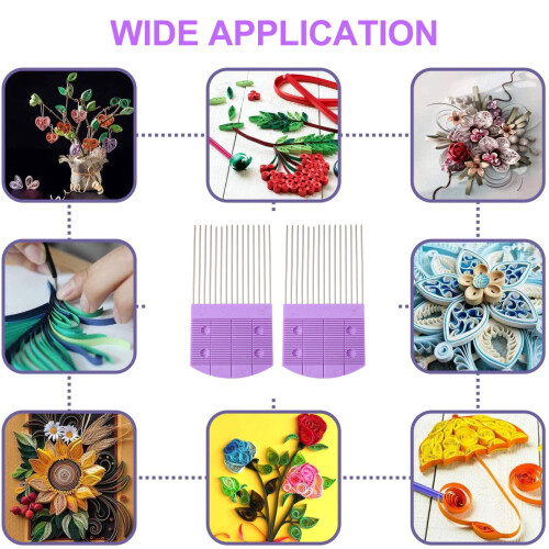Paper Quilling Tool Comb Accessories Purple Plastic 2 Pcs 2