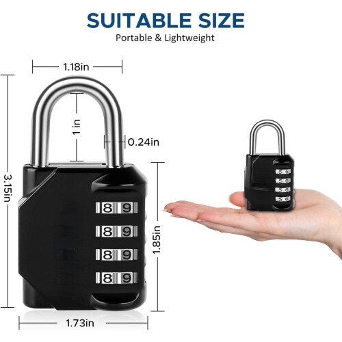4-Digit Combination Padlock for Lockers and Storage (2 1