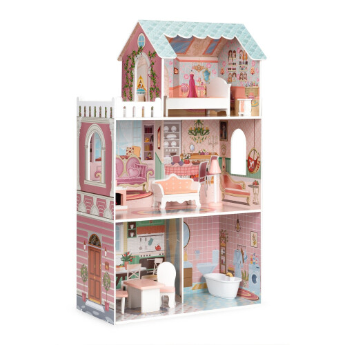 Stort Barbie dukkehus med et sæt møbler ECOTOYS 2