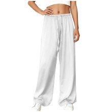Women's White Wide Leg Lounge Pants Elastic Waist Size 2XL