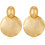Gold Drop Earrings Round Hammered Disc Dangle 1
