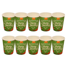 Christmas Paper Cups for Hot Cold Drinks 10 Pack