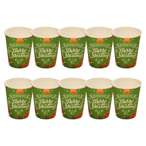 Christmas Paper Cups for Hot Cold Drinks 10 Pack